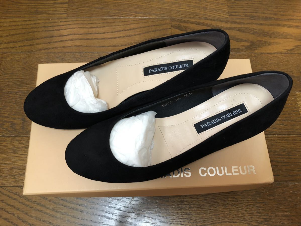 新品 パラディクルール ブラック 本革スエード シープシルキー パンプス 黒 22.5cm 靴 ジューズ拍卖
