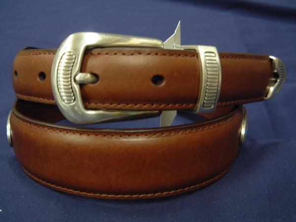【ベルト館】30mm 3点金具&楕円コンチョベルト 茶 39吋拍卖