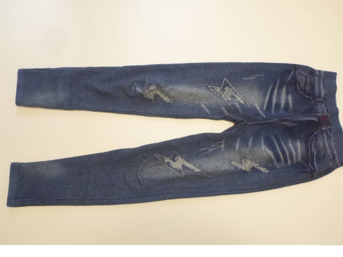 デニム風 ジャージ 伸縮抜群 レギンス ウォッシャブルデニム風 冬素材 パンツ 150拍卖