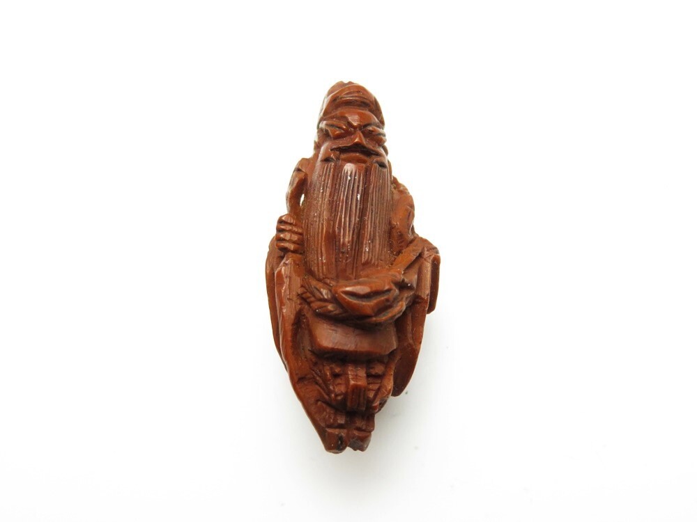 【7710】堤物 明治時代 果実 人物彫 お締め(初品・買取品)拍卖