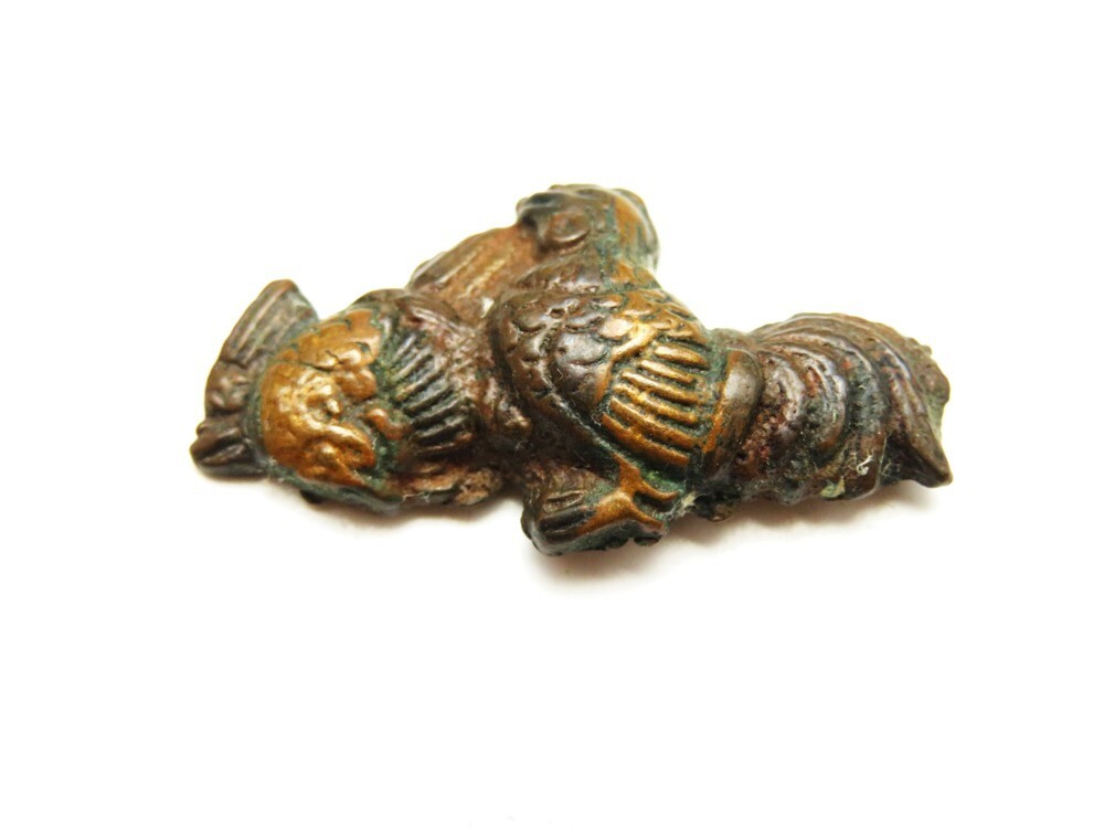 【7806】明治時代 刀装具 赤銅 鶏 目貫 金具 重量5g(初品・買取品)拍卖