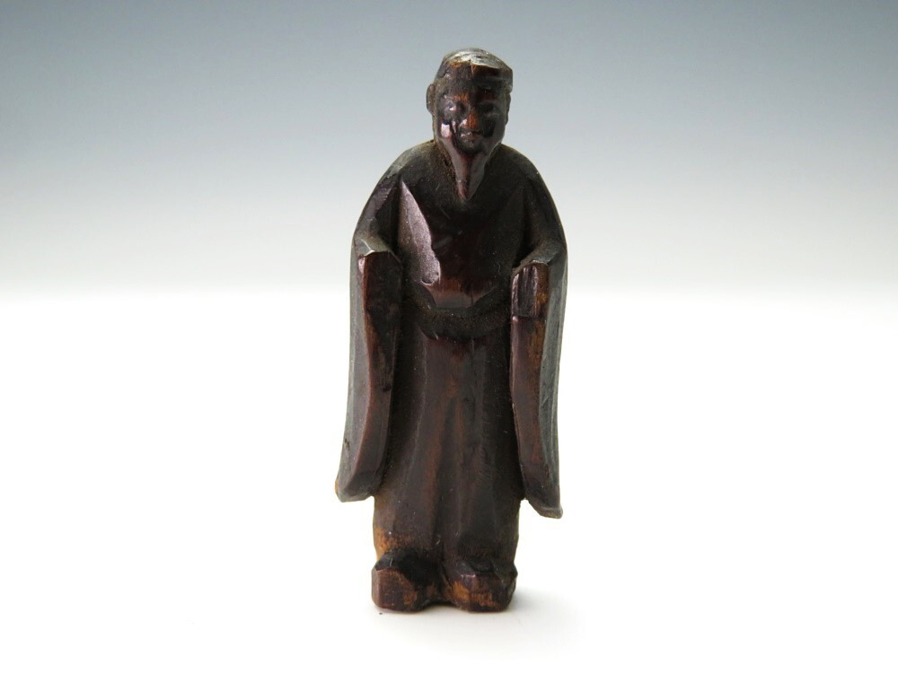 【8064】江戸時代 木彫 人物 置物(初品・買取品)拍卖