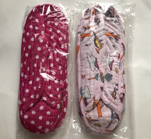 【新品未使用品】韓国イブル 布スリッパ 2足セット ピンクドット&恐竜柄/キルティング ポソン 携帯用:送料:180円拍卖