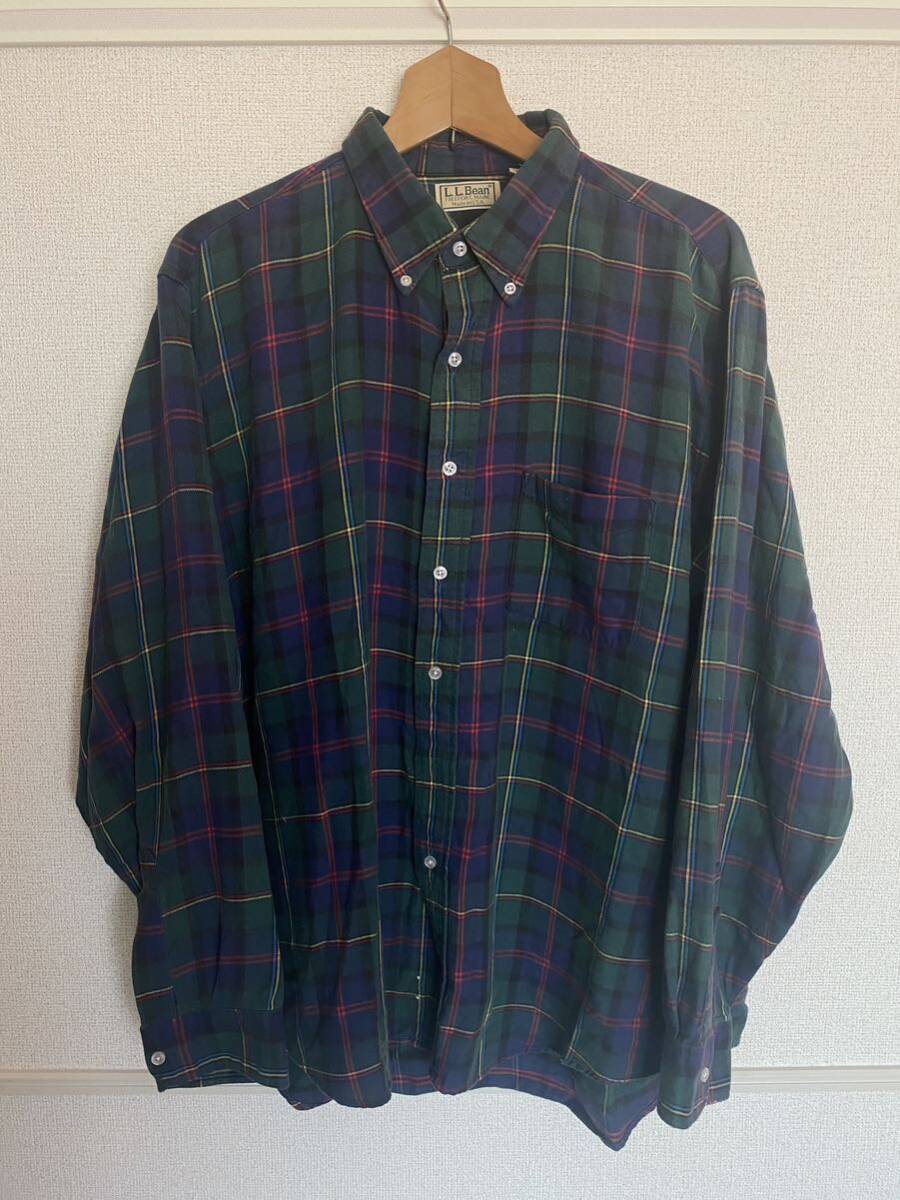 80s 90s ヴィンテージ L.L.Bean llビーン 長袖 BD チェック シャツ USA製 XL 配色◎拍卖