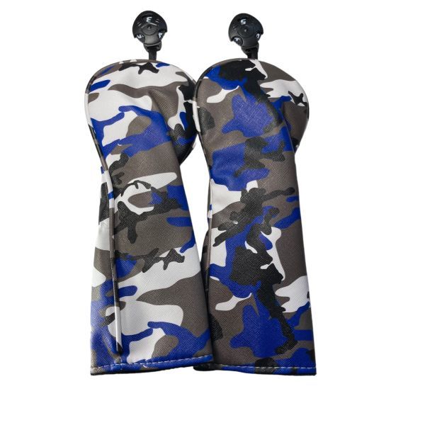 【未使用】 ユーティリティ用ゴルフヘッドカバー2個セット 迷彩ブルー拍卖
