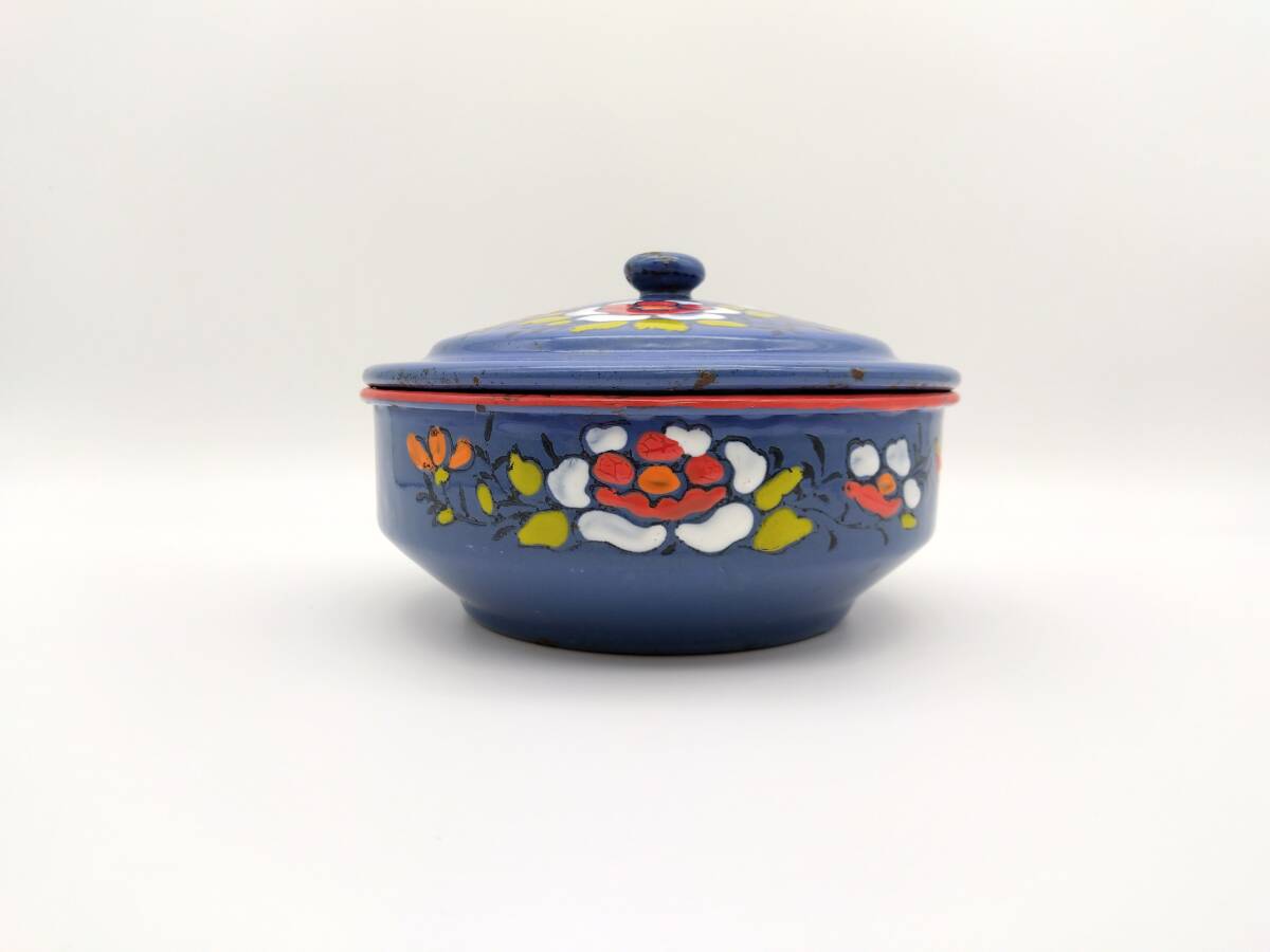 希少 琺瑯 ホーロー エナメル 蓋 物 蓋付 食器 入れ物 Made in Occupied Japan オキュパイドジャパン 玉乗り 象 ビンテージ ヴィンテージ拍卖
