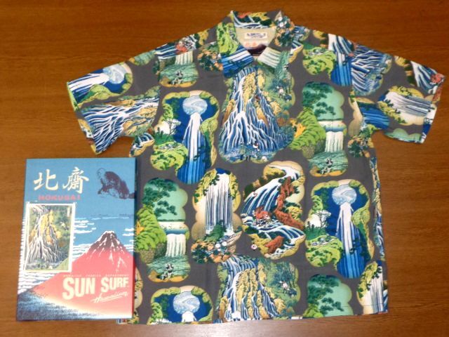東洋 サンサーフ 葛飾北斎 SP アロハ 諸国瀧廻り/灰Mサイズ/SUN SURF HOKUSAI SS39326 東洋エンタープライズ ハワイアン シャツ/新品 和柄拍卖