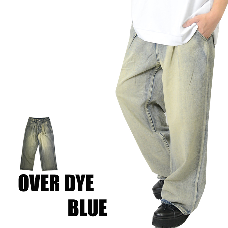 ワイドデニムパンツ ワイドパンツ メンズパンツ ビックデニムパンツ デニムパンツ rv8801 新品 オーバーダイブルー M拍卖