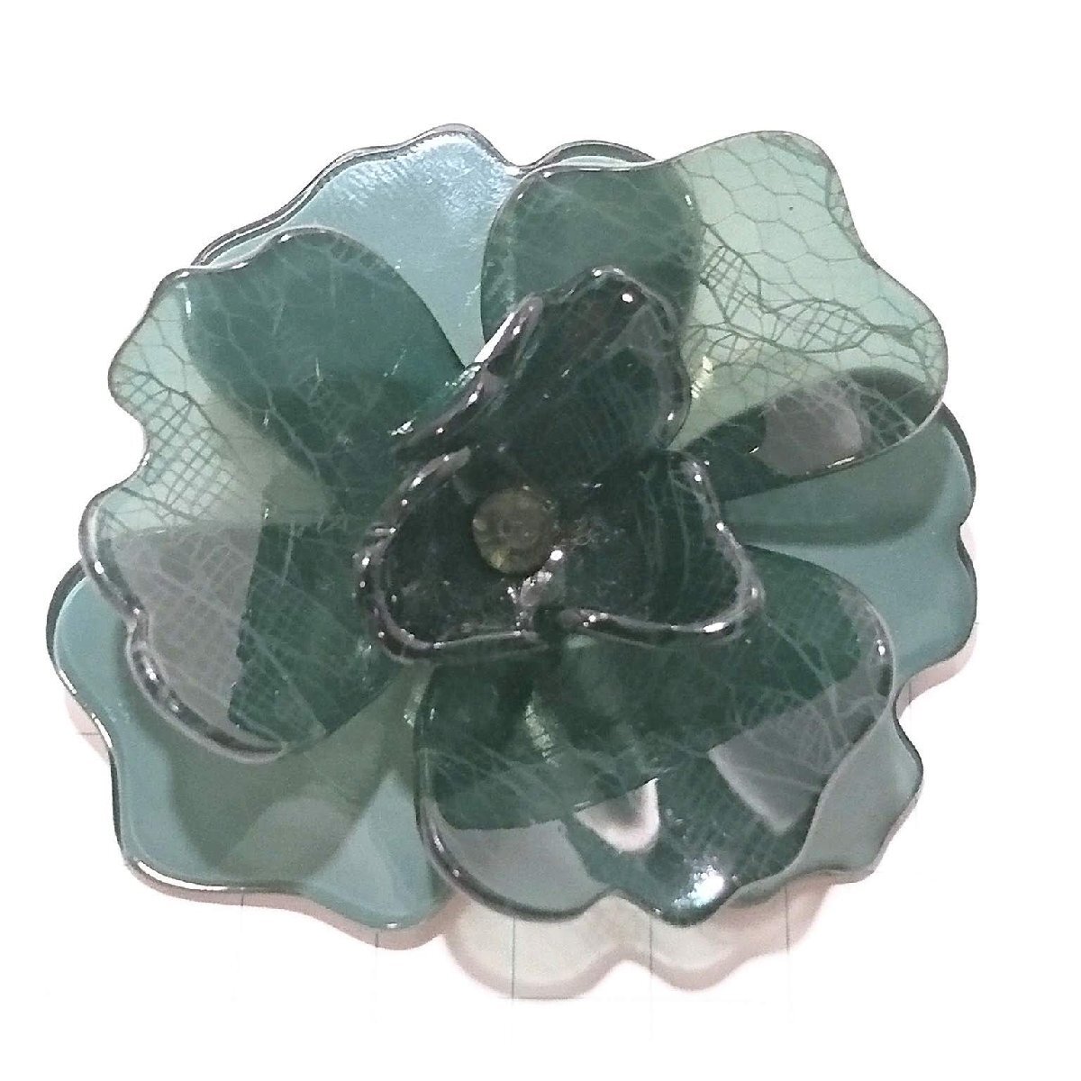 送料無料)ビンテージ☆グリーン お花モチーフ コサージュ☆アンティーク ブローチ A25066拍卖