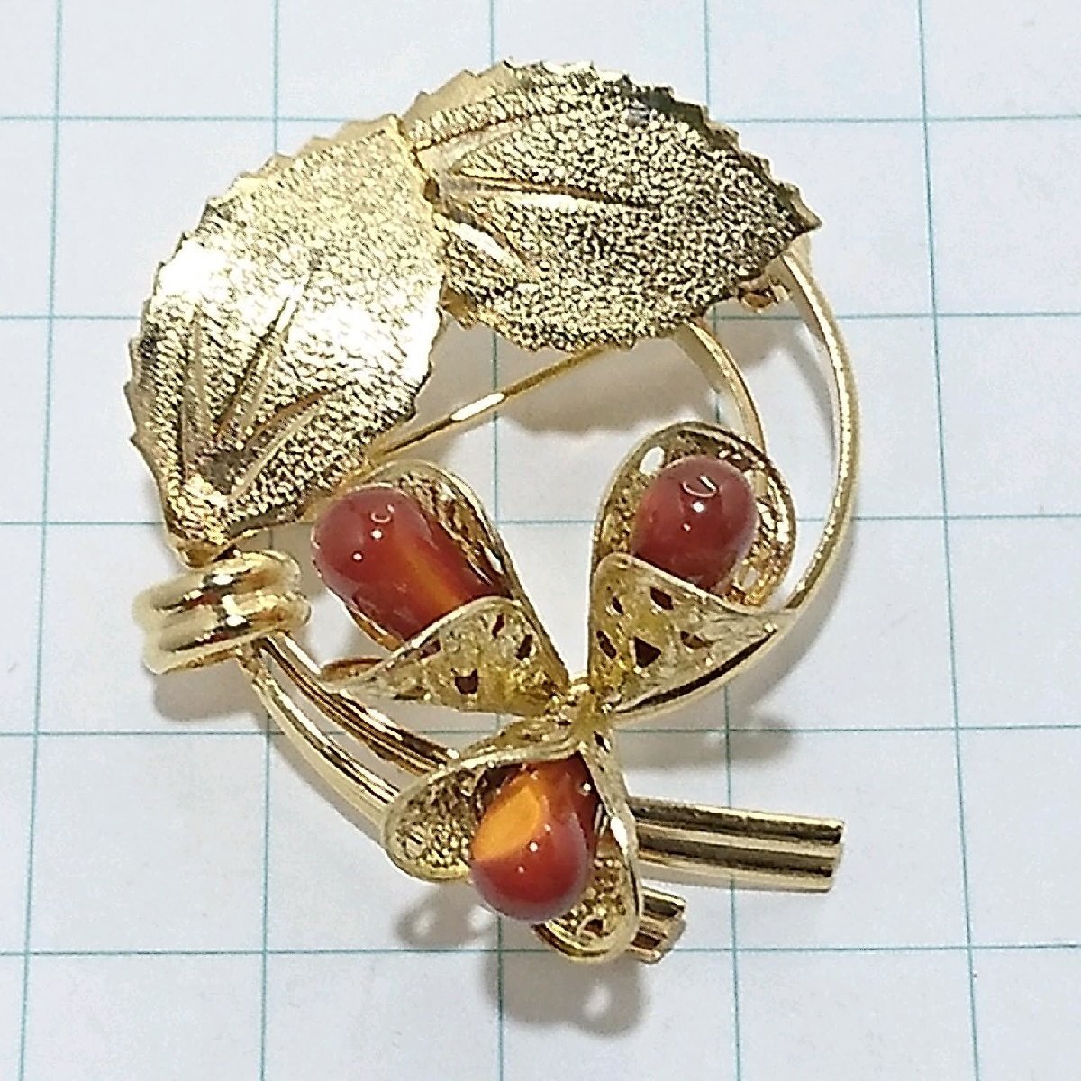 送料無料)ビンテージ☆草花モチーフ☆アンティーク ブローチ A25081拍卖