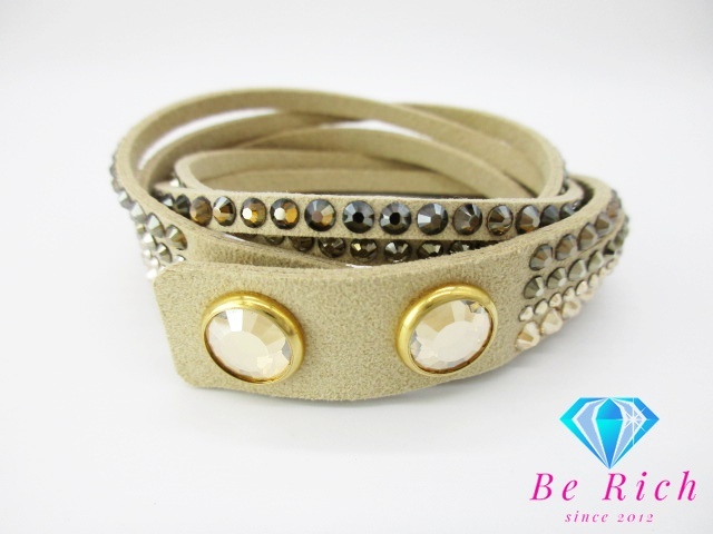 スワロフスキー SWAROVSKI ダブル ラップ ブレスレット ベージュ クリスタル アクセサリー ジュエリー 小物 【中古】ba2690拍卖