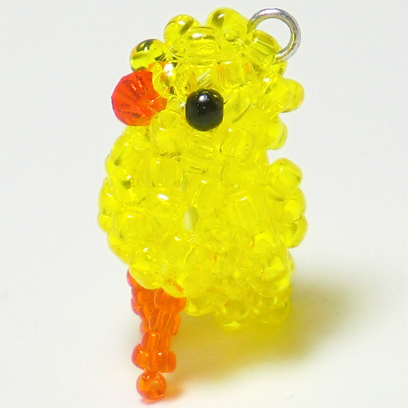 ヒヨコ ひよこ ビーズの小鳥★3WAY(ストラップ・スマホジャック・ファスナーチャーム)工房小鳥屋さん インコストラップ 雛拍卖