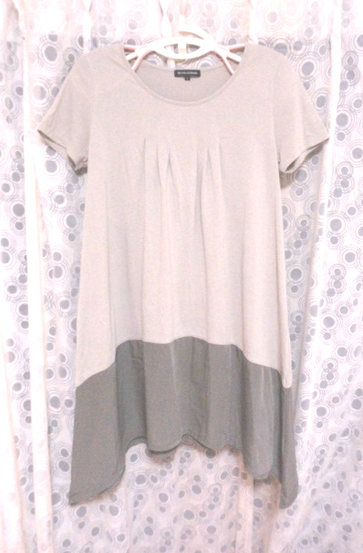 【300円均一】 ボナジョルナータ BUONA GIORNATA ベージュ×グレージュ バイカラー 半袖 チュニック F 〒320拍卖