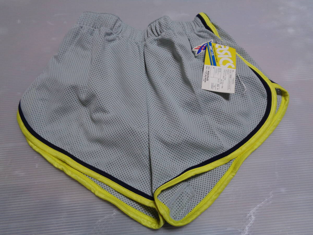 W76(M) 銀×黄 PW8701 パウ アシックス ポリエステル100% インナー メッシュ 短パン ショートパンツ 昭和レトロ 未使用拍卖