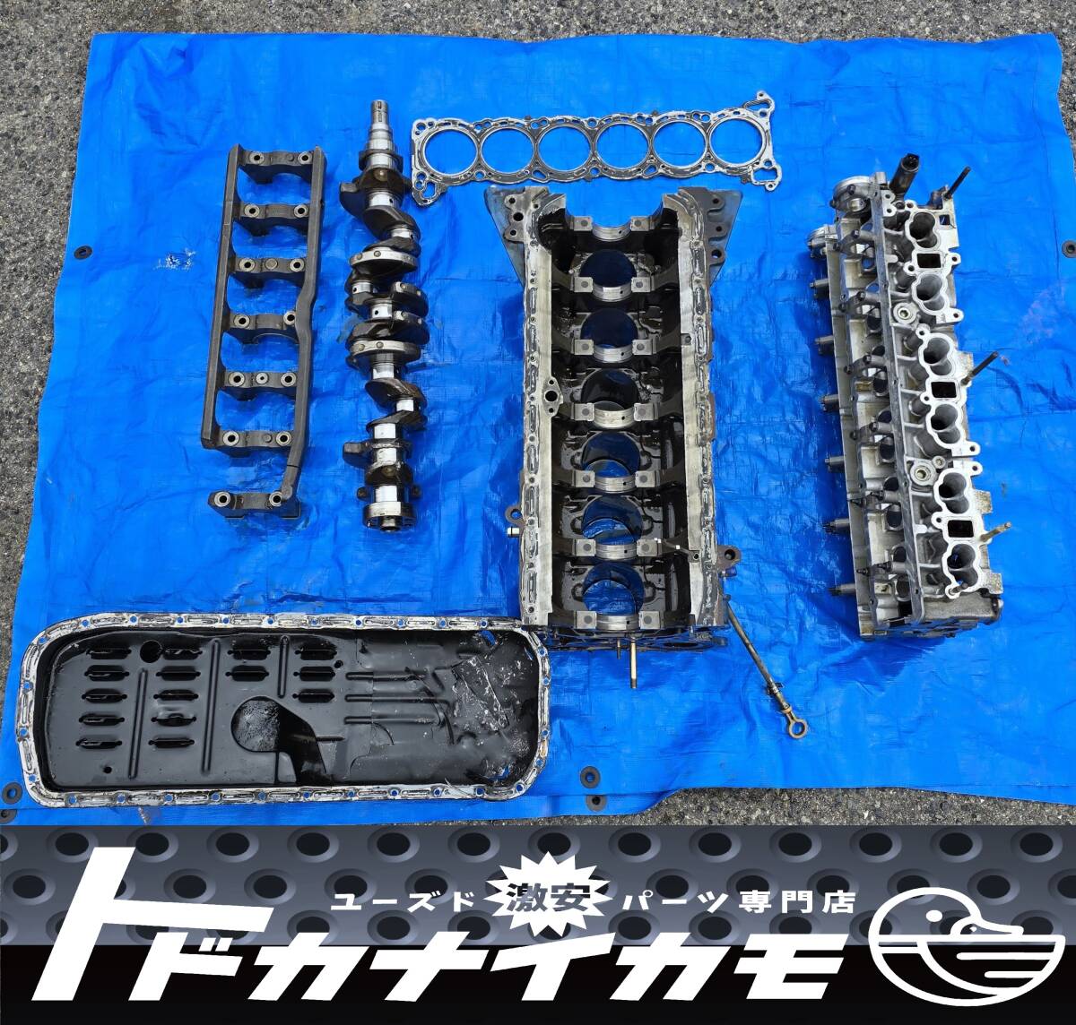 ★送料無料★【ジャンク品】日産純正 エンジン 本体 RB25DET ブロック ヘッド オイルパン ガスケット スカイライン ローレル tikkou拍卖