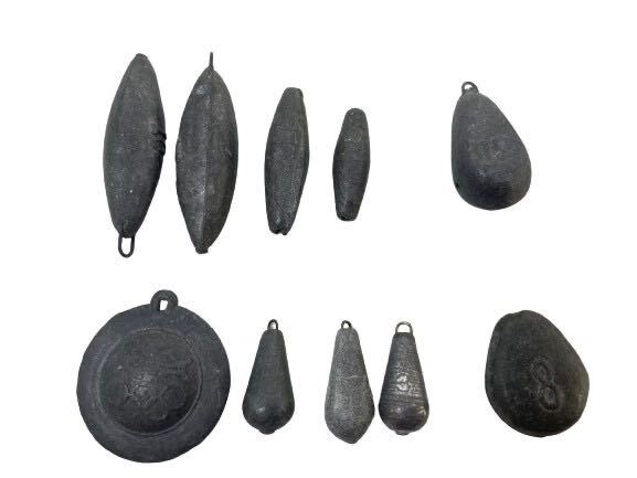 【送料無料!!】オモリ まとめ 3号 / 5号 /8号 /10号 /12号 /60号 ナス型 ナツメ型 円盤型 中通し 11個拍卖