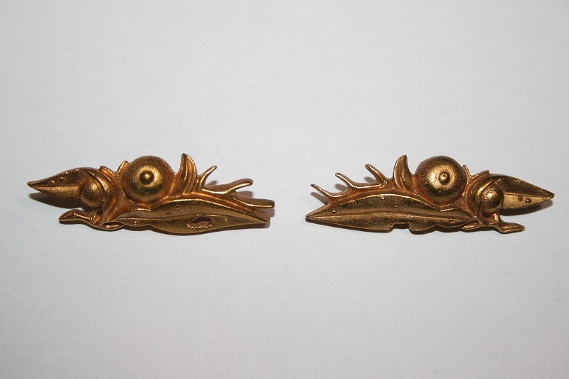 逸品、希少! 時代物目貫・銅地柚子図! 一見金無垢のような上質な金鍍金! 「桃栗三年、柿八年、柚子十八年」拍卖