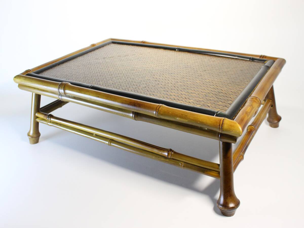 ◆煎茶道具・竹網代編・竹節・煎茶飾り・飾台・幅約47㌢・花台・盆栽台・文房卓・盆景・華道具◆a2117h拍卖