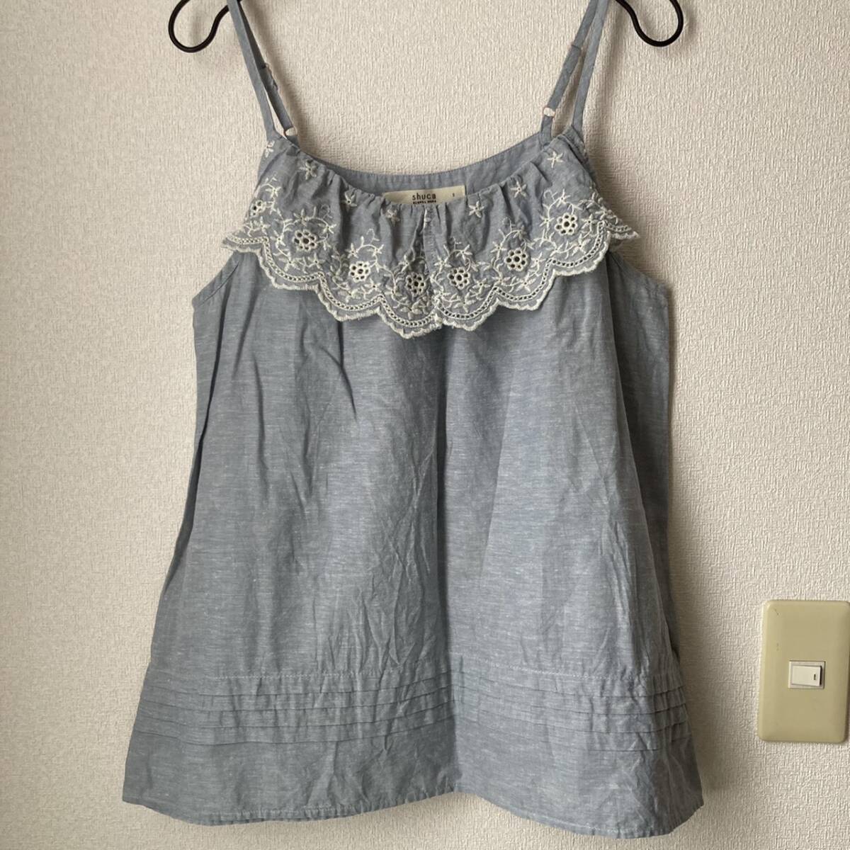 グローバルワークshuca☆カットレースリネン混重ね着キャミソール拍卖