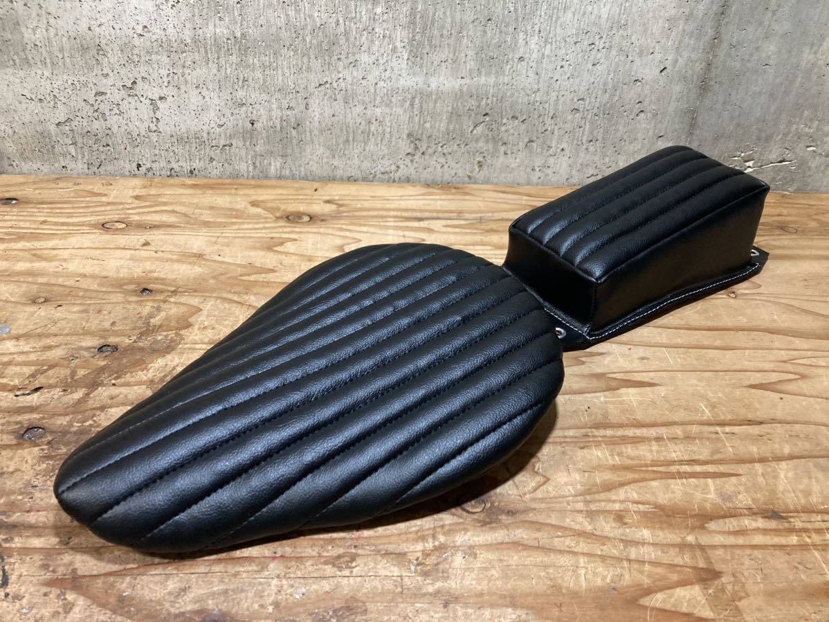 Solo Seat & Pillion Pad Made in Japan BK Brandnew Triumph 883 Tuck&Roll Panhead Shovel Knuckle Harley Chopper SR拍卖