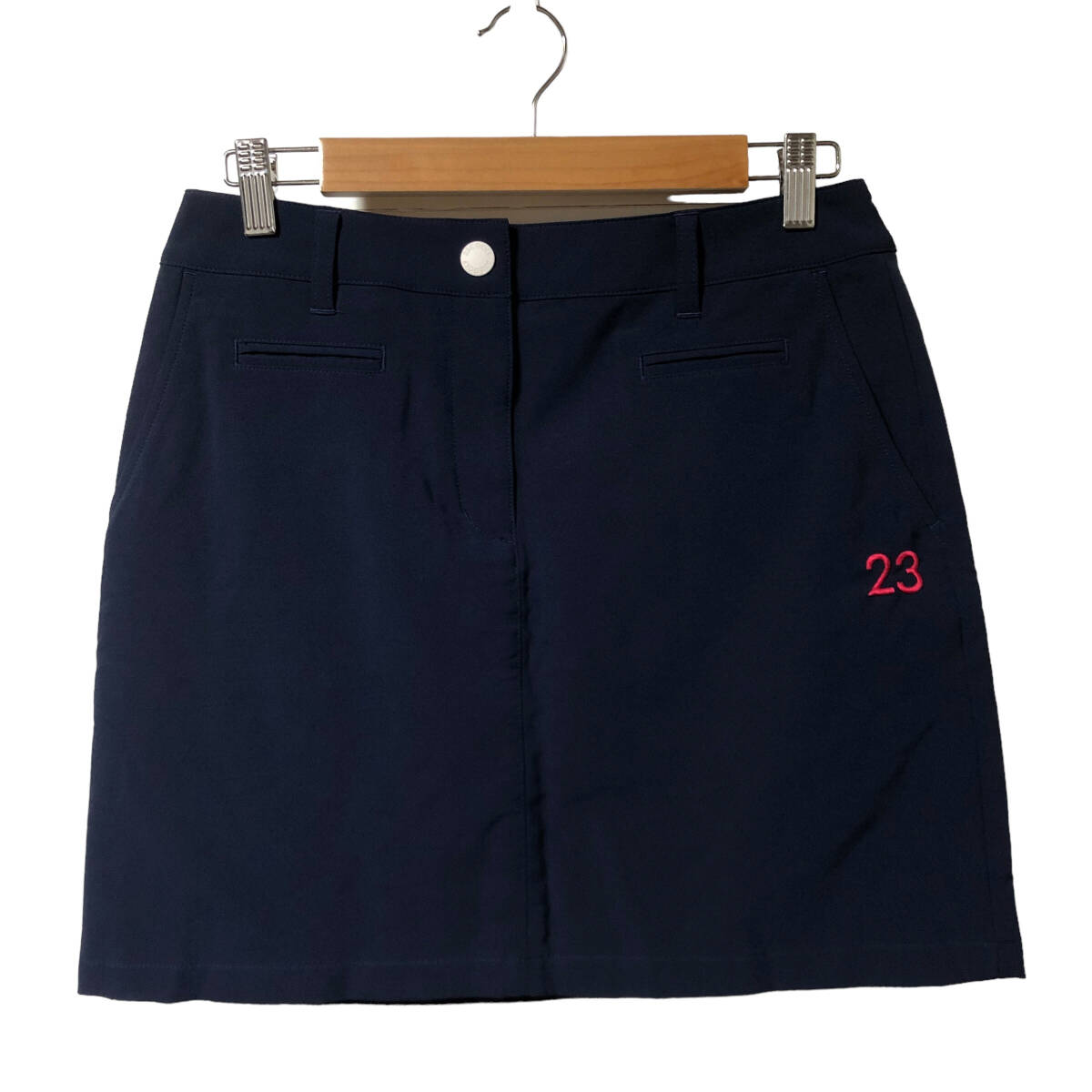 23区 GOLF ゴルフ スカート 刺繍 ストレッチ 64 ネイビー レディース A39拍卖