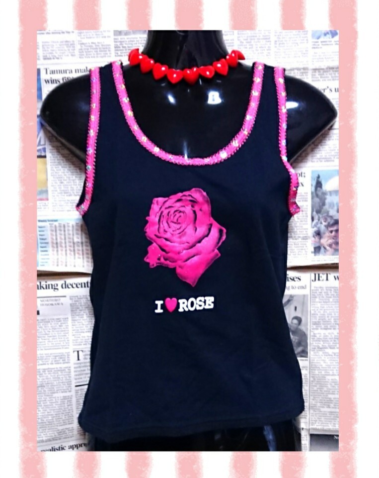 《未使用タグ付き》【ROSE タンクトップ】S~M 伸縮性 スパンコール 薔薇 バラ ローズ ラメ PUNK ROCK パンク ロック ピンク Y2K K-POP拍卖