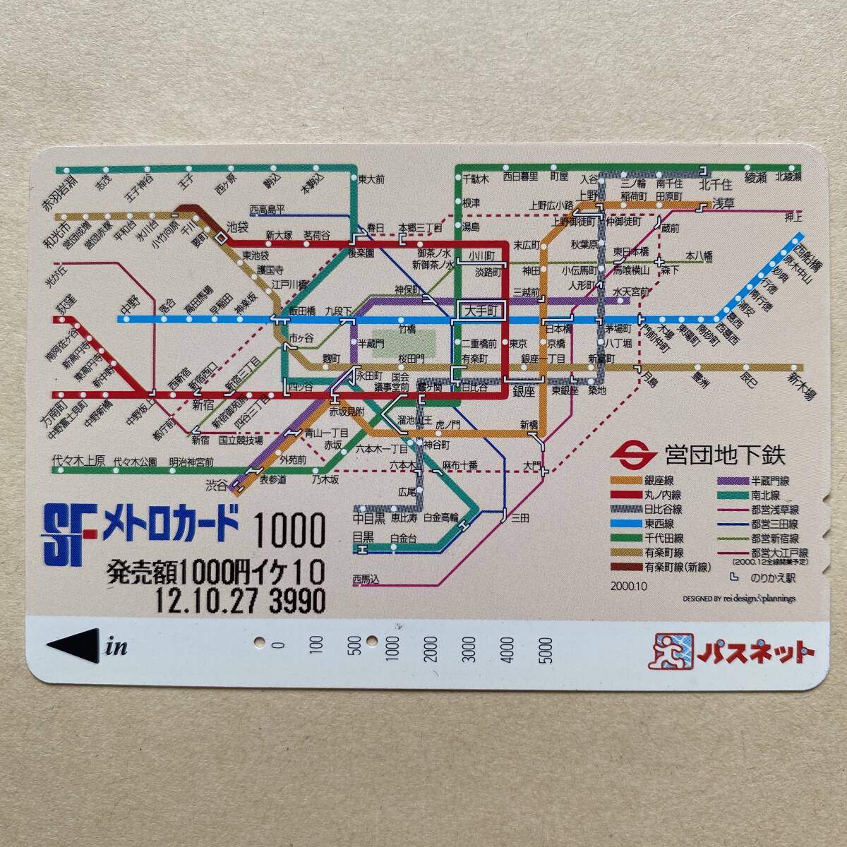 【使用済】 パスネット 営団地下鉄 東京メトロ 路線図 2000.10拍卖