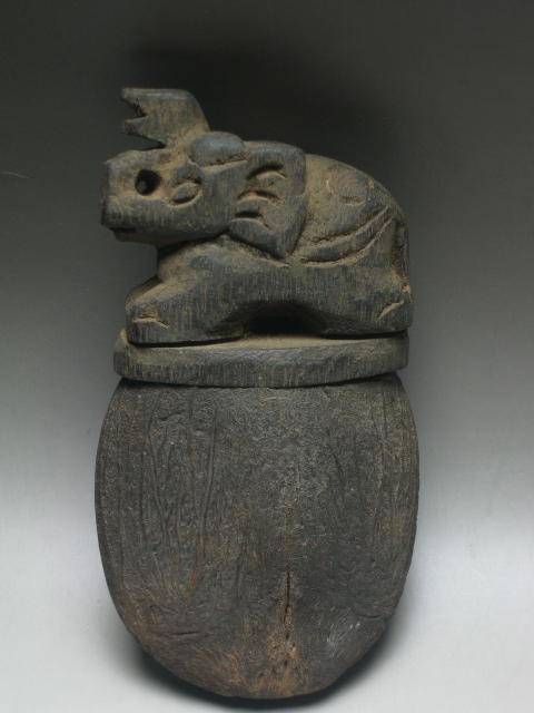 ◎●象 入れ物  木製と植物の種製??  ミャンマー ビルマ V244 ゾウ拍卖