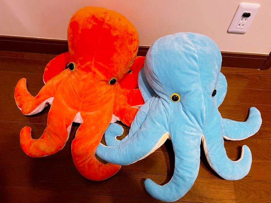 amufan マダコ タコ 蛸 ぬいぐるみ ブルー オレンジ 二個セット 特大 big くったりまだこ オクトパス拍卖