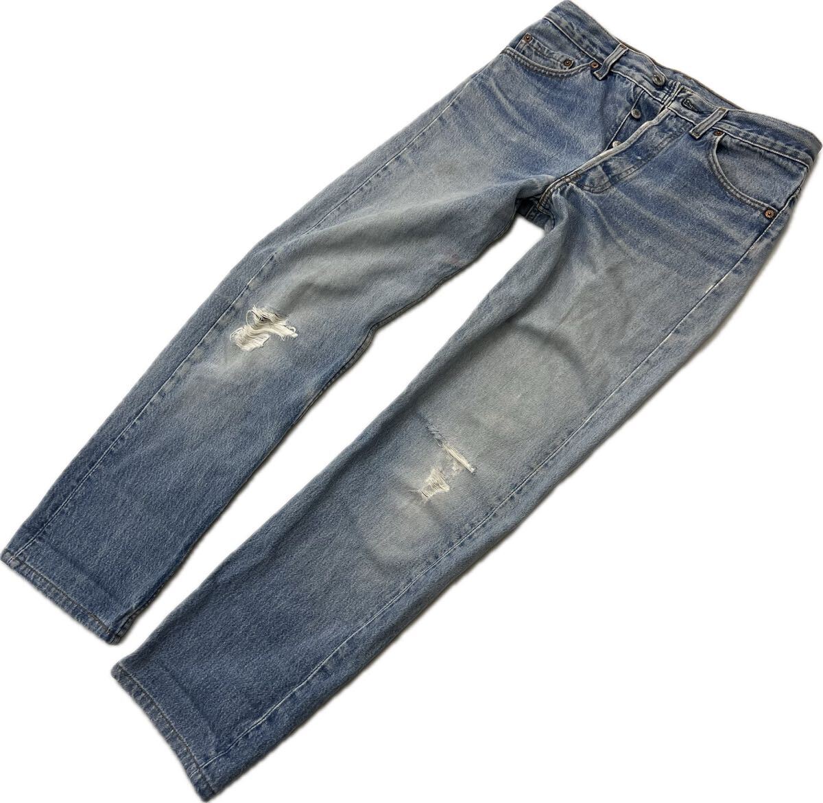 90s ☆ LEVIS ☆ 501 クラッシュ ジーンズ デニムパンツ W28 王道 アメカジ ロック ストリート 大定番 古着 オールド リーバイス■Ja7556拍卖
