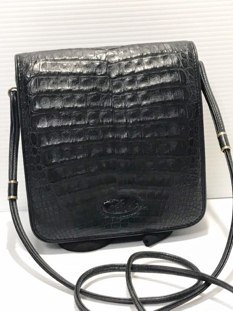 美品◆ 上品 クロエ クロコダイル ミニショルダーバッグ ブラック拍卖