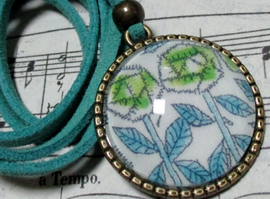 *リバティ Sleeping Rose ブルーグリーン ネックレス チョーカー *スリーピングローズ拍卖