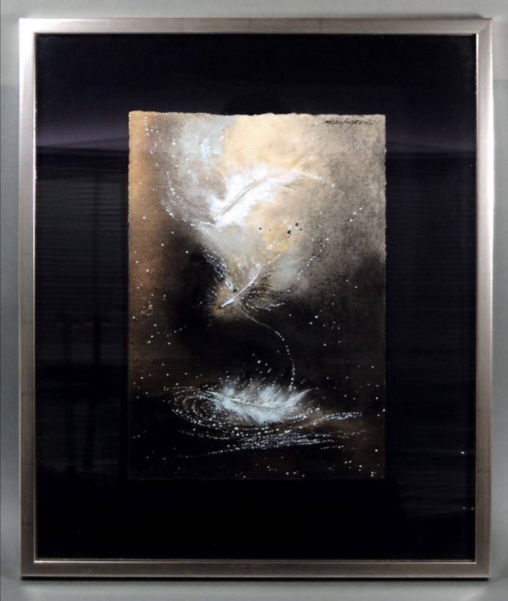 京谷美穂 【真作】 『静かなる落下』 ミクストメディア P6号 幻想的な作品拍卖