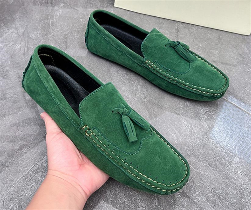 ローファー メンズ*新品 スリッポン ドライビングシューズ タッセル 紳士靴 男性靴【2098】【24cmー29cmサイズ選択】グリーン拍卖