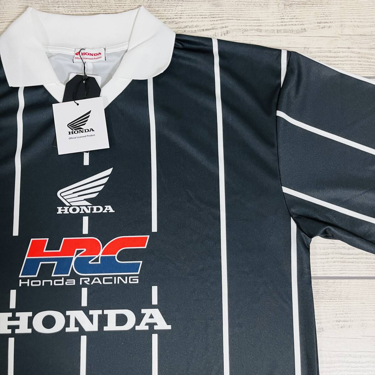 ★ HONDA (ホンダ) ★ ホンダレーシング ユニフォーム Tシャツ Lサイズ 黒色 HRC ホンダウイング 本田技研工業 (タグ付き新品未着用品)拍卖