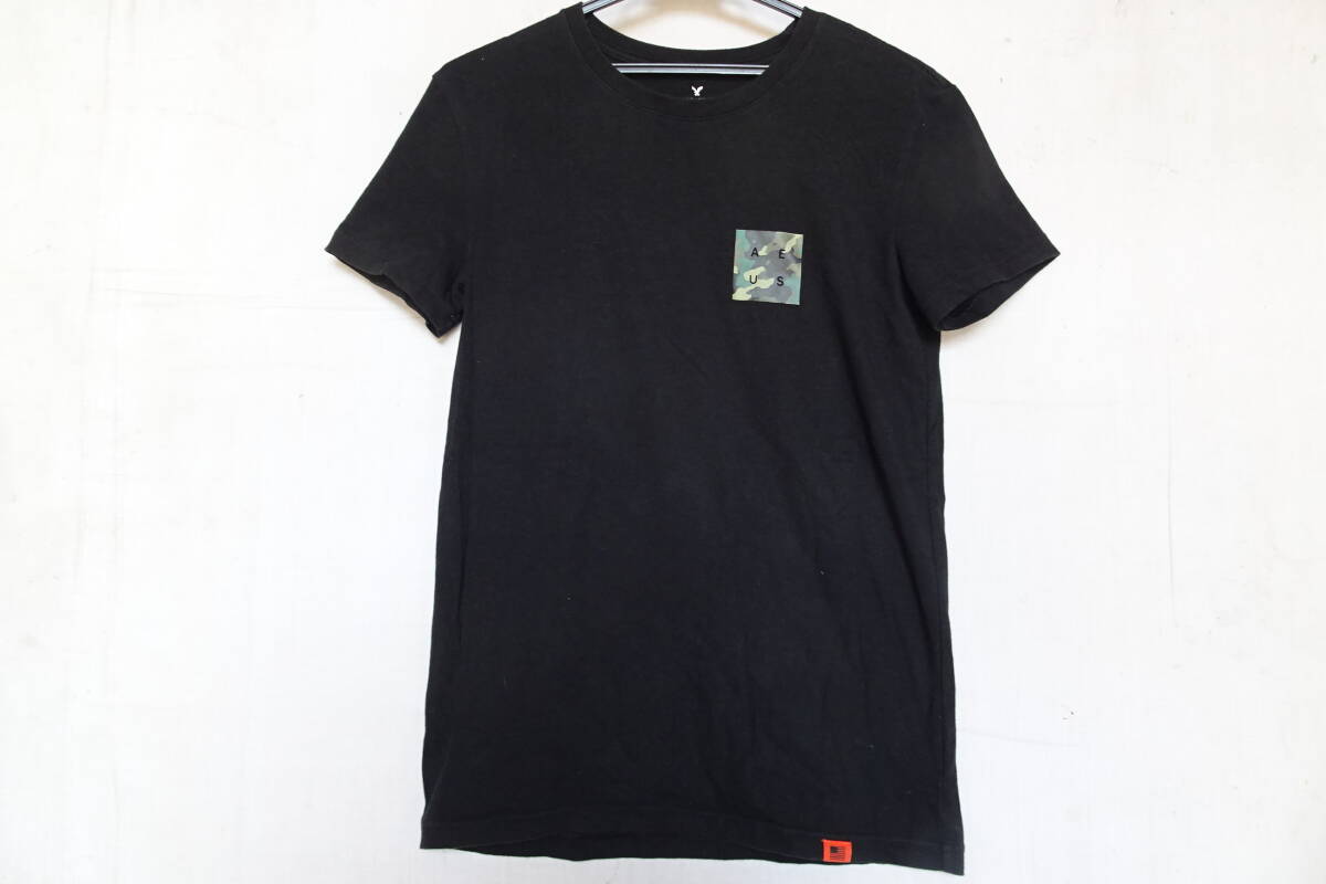 AMERICAN EAGLE OUTFITTERS/アメリカンイーグル/FLEX/半袖Tシャツ/カモフラ柄プリント/フィット感/黒/ブラック/XSサイズ(6/14R)拍卖
