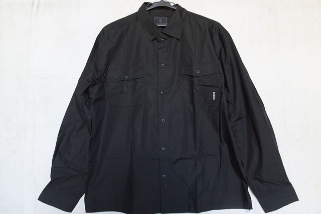 jd honda/ディージェイホンダ/長袖シャツ/ハリのある生地/両胸フラップポケット/裾サイドスリット/黒/ブラック/LLサイズ(6/11R)拍卖