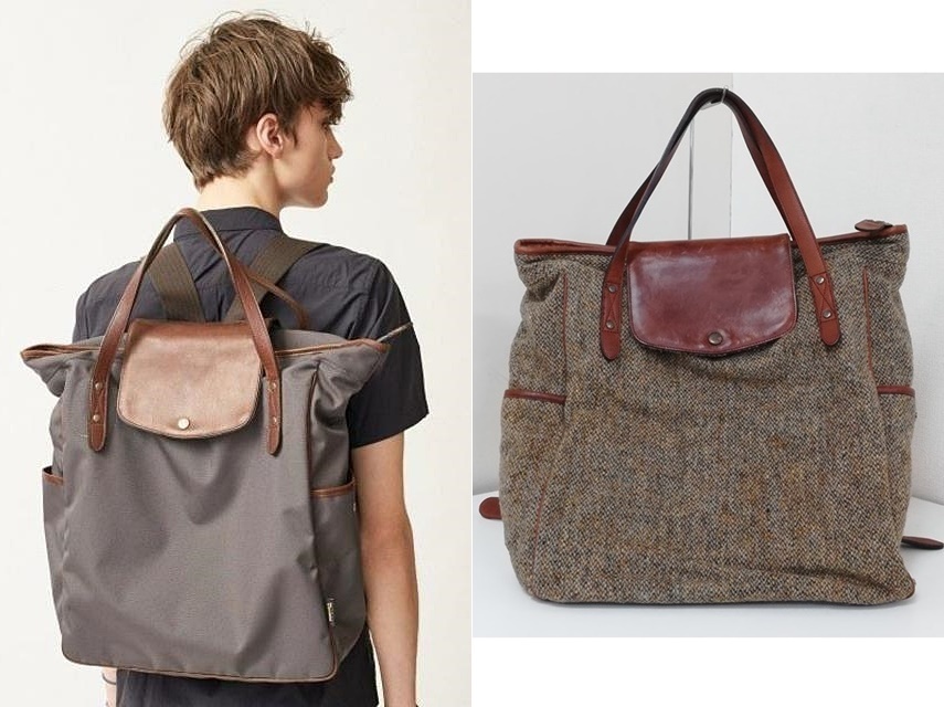 TROVE MAALARI ミックスウール レザー トートバッグ バックパック ブラウン ツイード 08-13 Nigel Cabourn herz拍卖