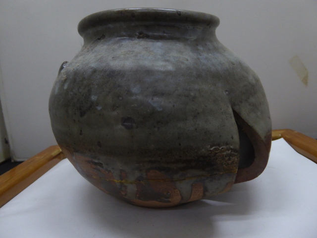 最終値下げ珍品 未使用 やぶれ ぶくろ 花器ー伊賀? 拍卖