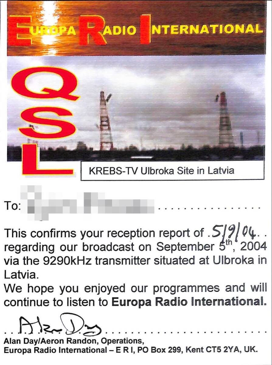 即決★送料込★BCL★入手困難★希少ベリカード★ヨーロパ・ラジオ・インターナショナル★Europa Radio International★イギリス短波局拍卖