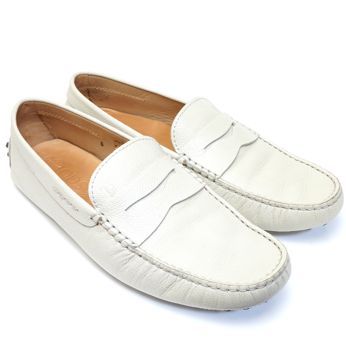 トッズ ゴンミーニ コイン ローファー 6 25cm TODS ベージュ ドライビングシューズ レザー拍卖