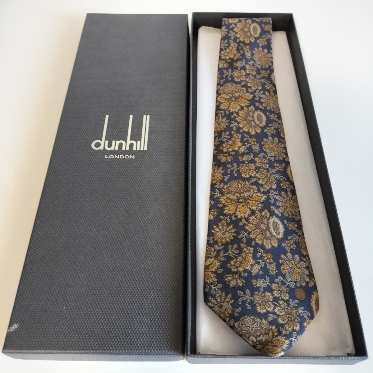 ダンヒル(Dunhill)紺茶花Dロゴネクタイ拍卖