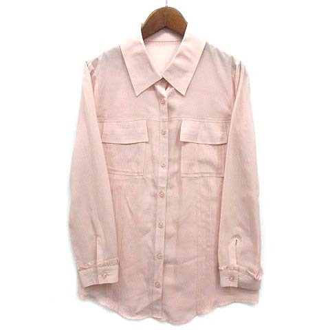 ジルスチュアート JILL STUART シアーローン ブラウス シャツ ピンタック キュプラ コットン 長袖 ベビーピンク S レディース拍卖