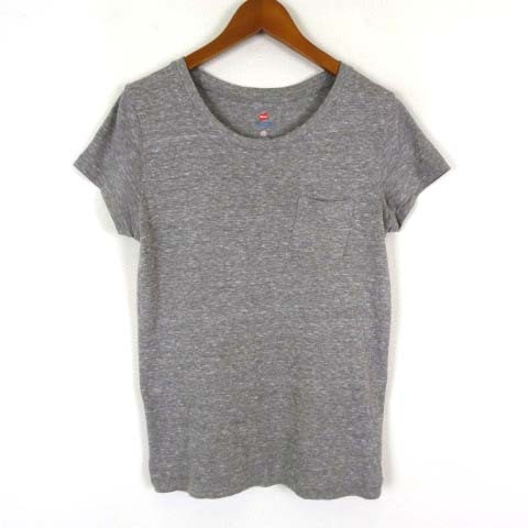 ヘインズ Hanes アースミュージック&エコロジー EARTH MUSIC & ECOLOGY コラボ Tシャツ ポケットT POLY-COTTON 半袖 S 杢グレー拍卖