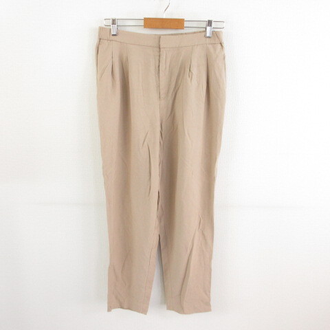 ユニクロ UNIQLO タックテーパードパンツ ロング ベージュ L *T667 レディース拍卖