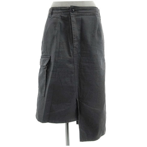 ズッカ zucca スカート カーゴスカート ミディ丈 アシンメトリー 日本製 コットン混 グレー M レディース拍卖