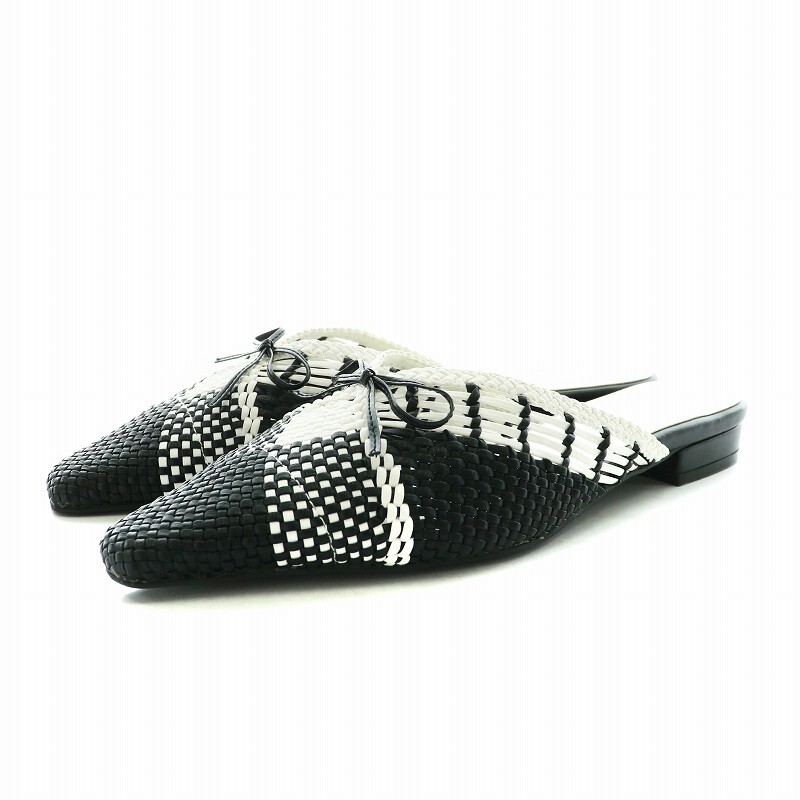 未使用品 コエル COEL メッシュリボンミュール 39 24.5cm 黒 ブラック 白 ホワイト 183109063 /AN20 ■GY36 レディース拍卖