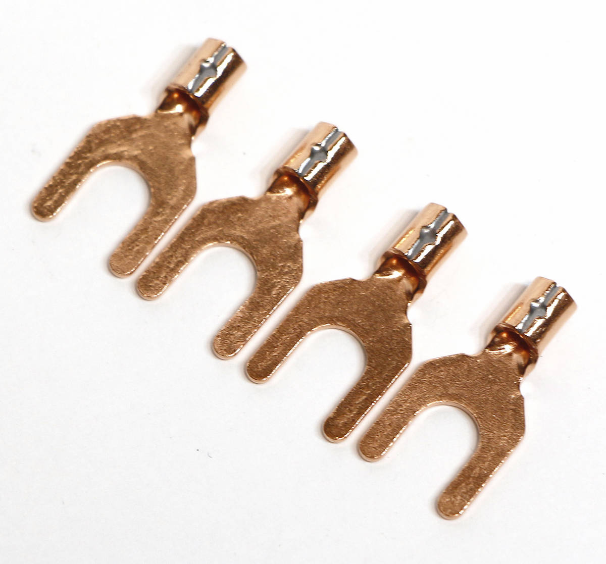 ネコポス無料! 非メッキ アース端子 OFC 高純度無酸素銅 Y端子 無メッキ ポスト径~4mm 1.25Y-4 4個set拍卖