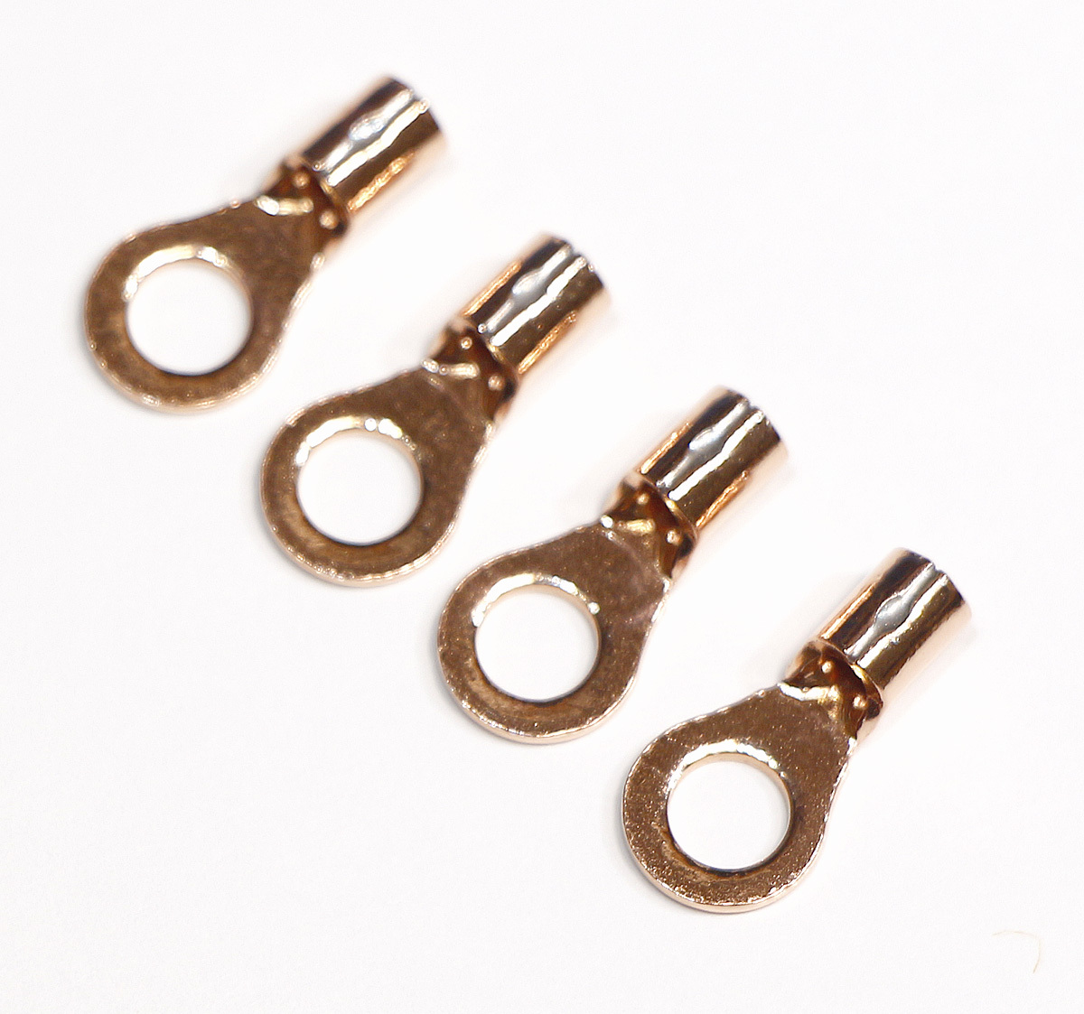 ネコポス無料!非メッキ 高純度 OFC 無酸素銅 丸型(R型)圧着端子 4個set R1.25-3.5拍卖