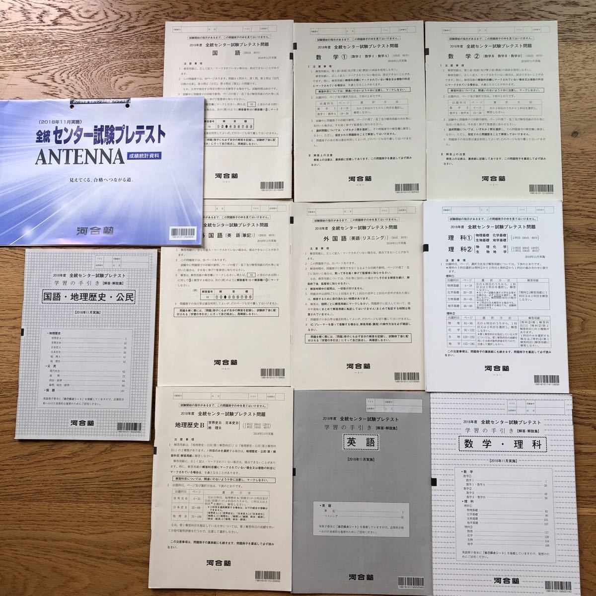河合塾 2018年度 全統センター試験プレテスト問題拍卖
